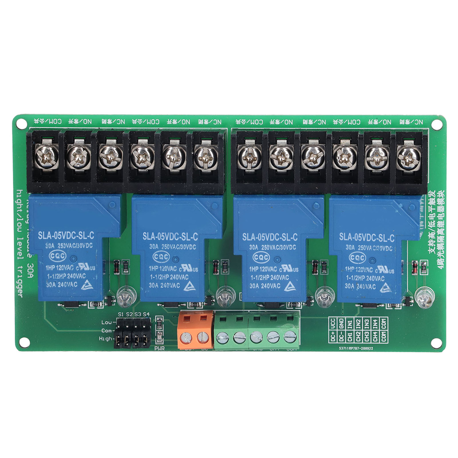 4-kanal-30a-relaismodul Mit Trenn-optokoppler Für Hoch-/niederspannungssteuerung (5 V)