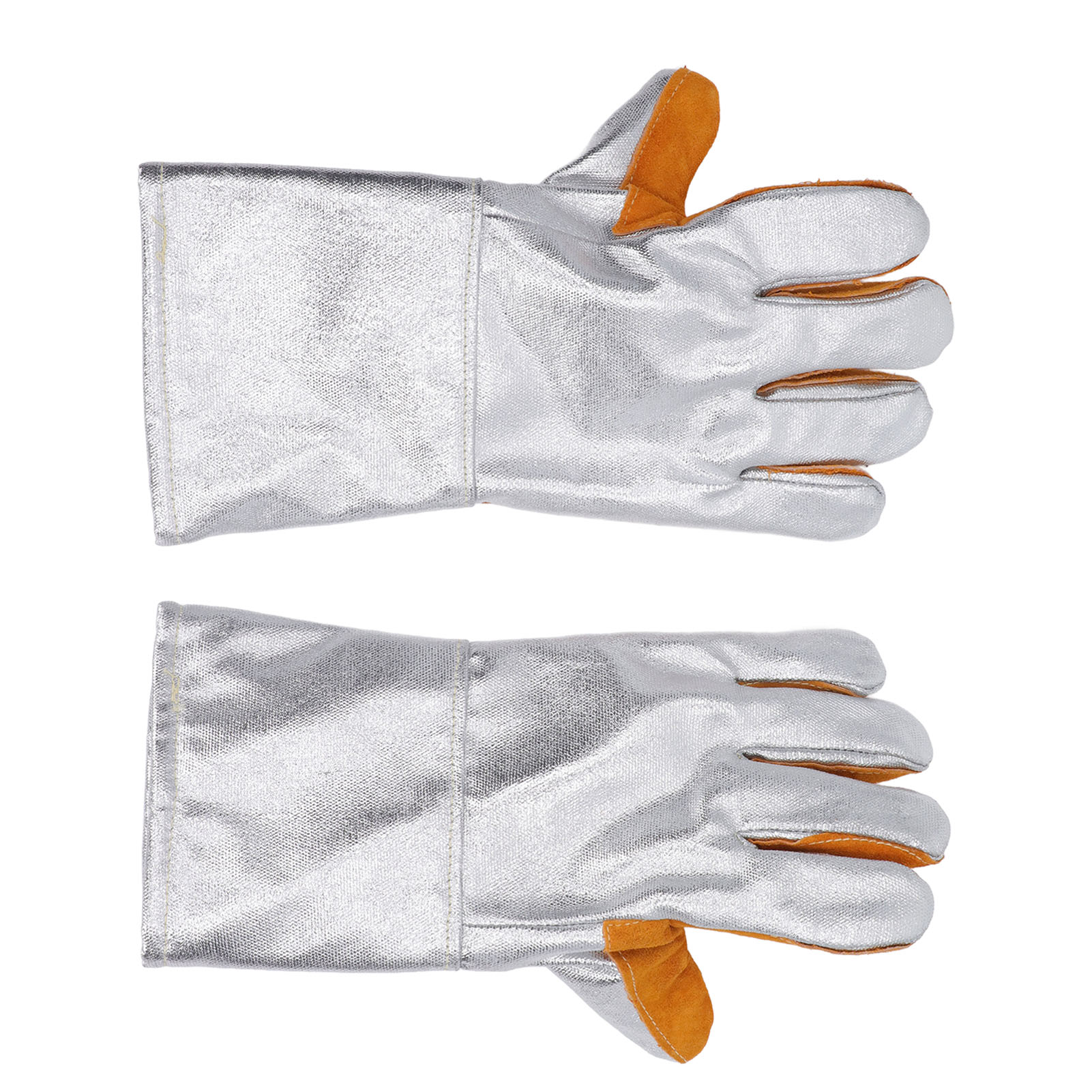 Paar Hitze- Und Feuerbeständige Schweißerhandschuhe Aus Leder Mit Aluminiumbeschichtung