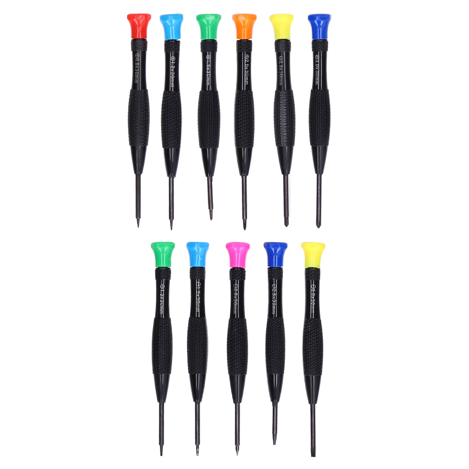 Set Mit 11 Präzisen Magnetischen Schraubendrehern In Verschiedenen Größen Zur Reparatur Von Handys Und Brillen.