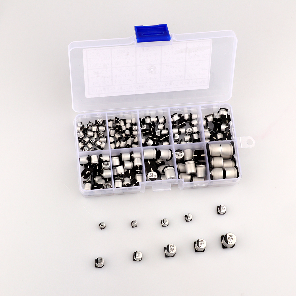 180 Stück 16–50 V, 1 Μf Bis 1000 Μf, 10 Werte, Smd-aluminium-elektrolytkondensatoren, Sortimentsset, Kunststoffkoffer