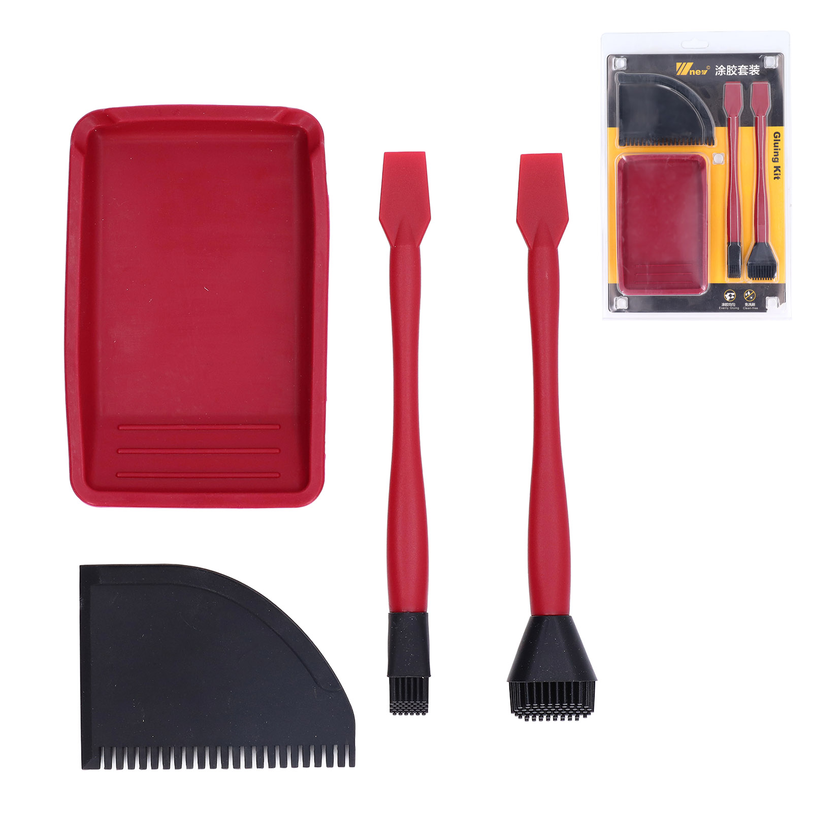Komplettes Silikonkleber-set Mit Pinseln, Schale Und Kamm Für Holzbearbeitung Und Schule