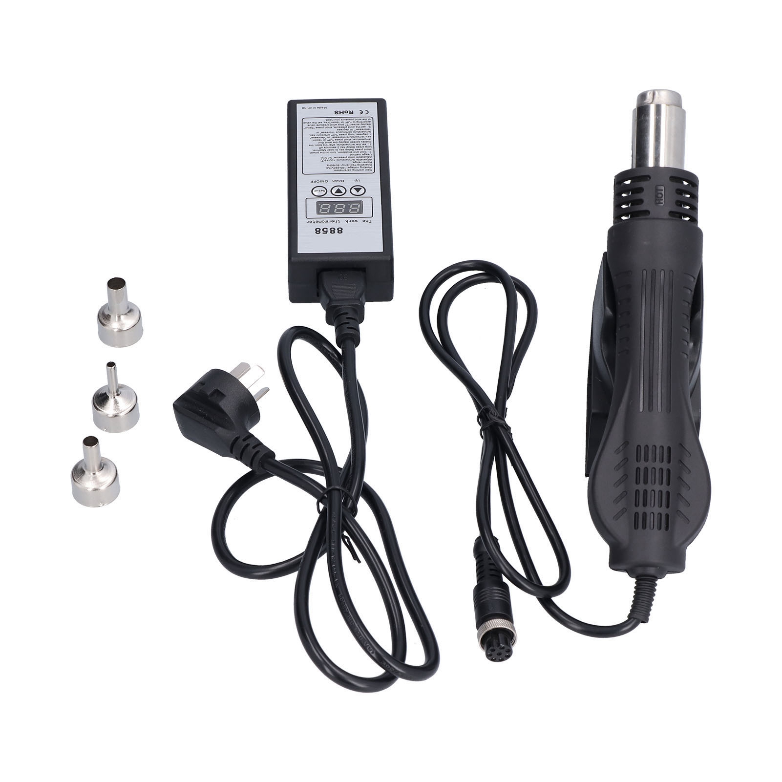 Tragbares Heißluftgebläse Mit Led-anzeige, Einstellbar Zum Entlöten, 100–240 V Wechselstrom, 100–320 W, Uk-stecker 8858