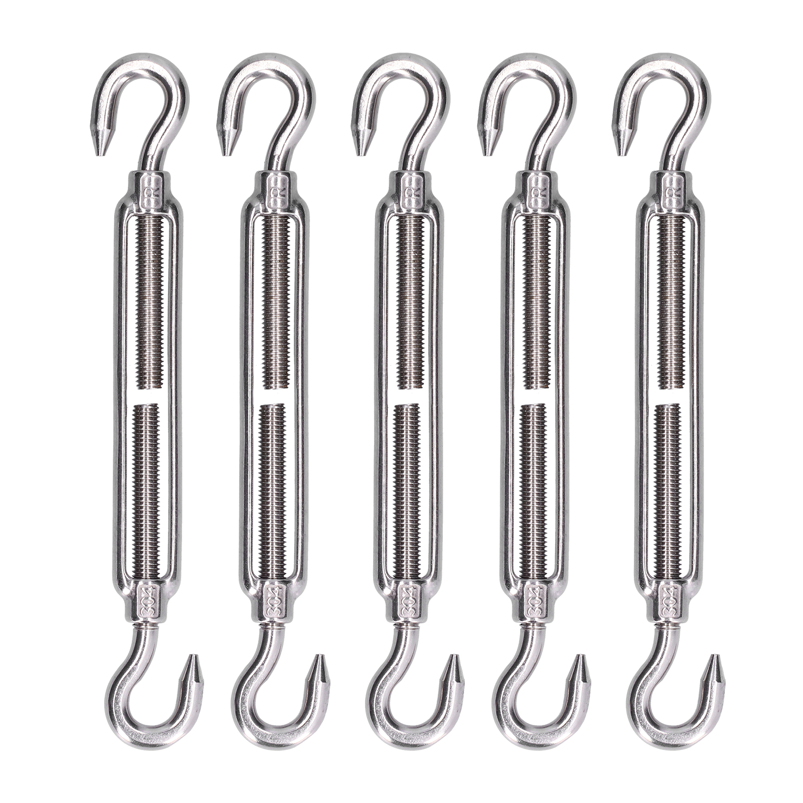 5-teiliges Set Aus 304 Edelstahl-sonnensegelbefestigungen, Kabelspanner Mit M10-haken Zum Spannen