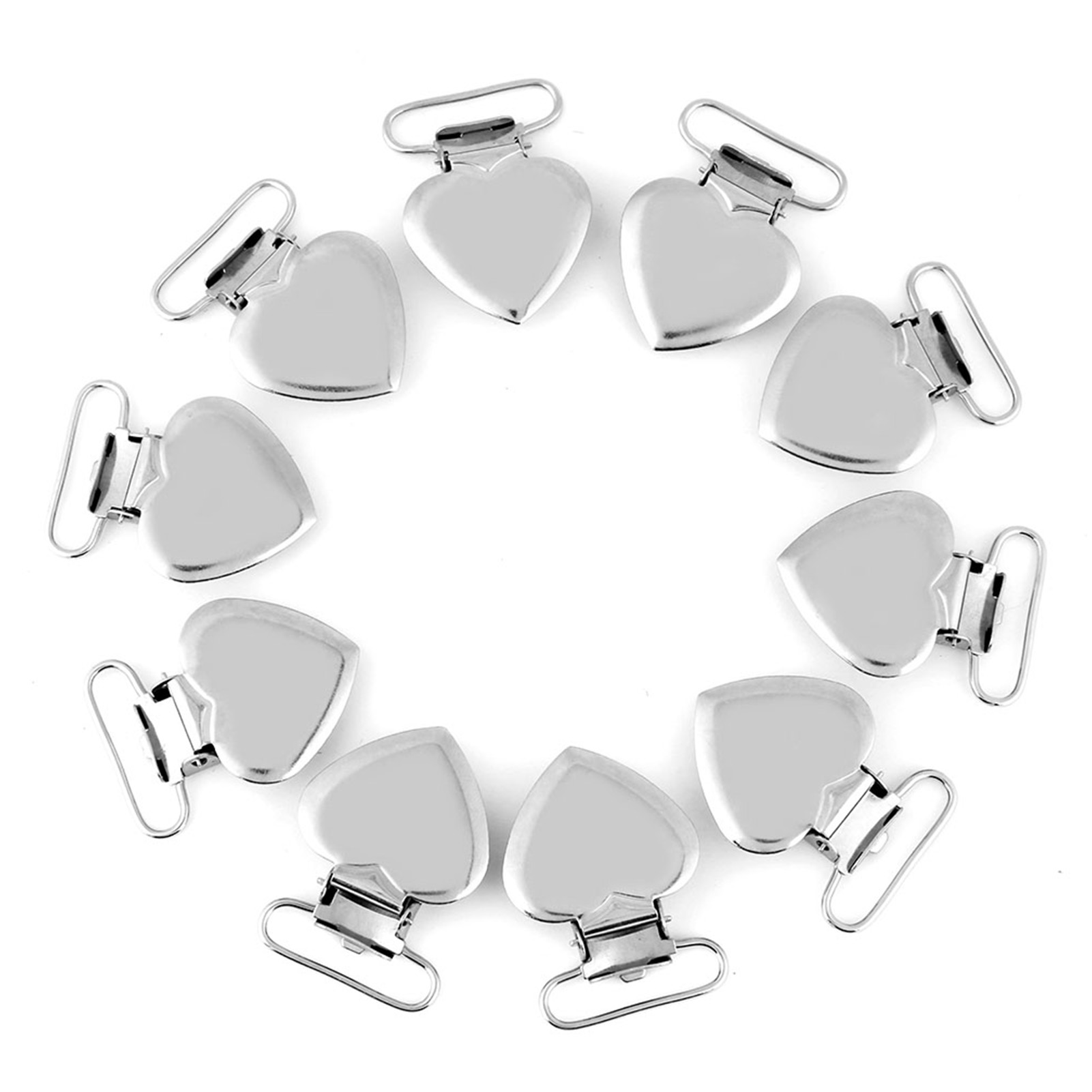 10 Stück Herzförmige Schnullerclips Aus Metall – Ideal Für Diy- Und Bastelprojekte