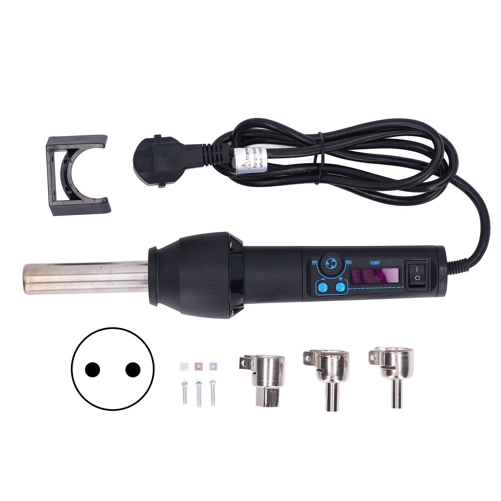 Tragbares Heißluftgebläse (700 W), 120 L/min, Einstellbare Elektronische Heißluftpistole Mit Düsenset, 220-v-eu-stecker
