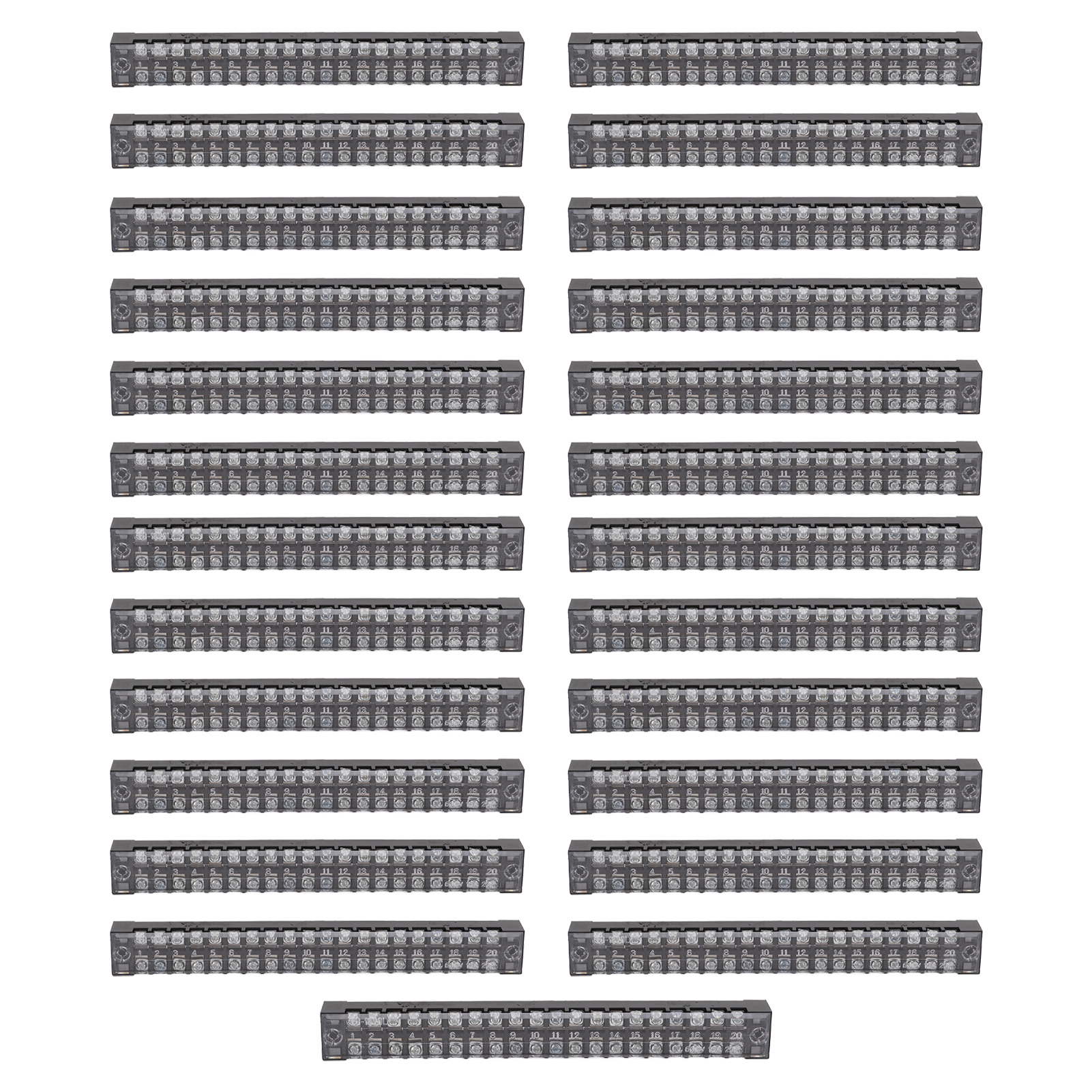 Tb-1520l Doppelreihen-klemmenblock, 20 Positionen, 600 V, 15 A, 25 Stück – Elektrische Anschlussplatte