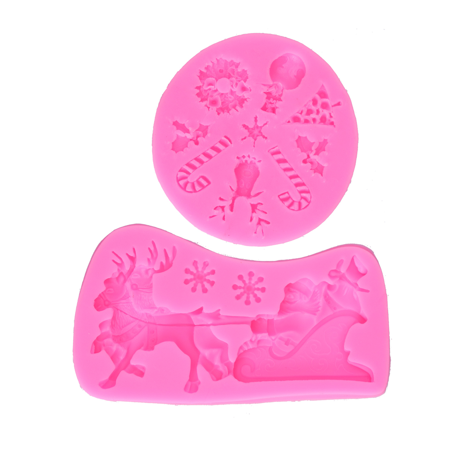 2-teilige Silikonform Mit Antihaftbeschichtung, Abwaschbar, Hitzebeständig, Flexibel, Weihnachtsmotiv, Rentier, Weihnachtsmann