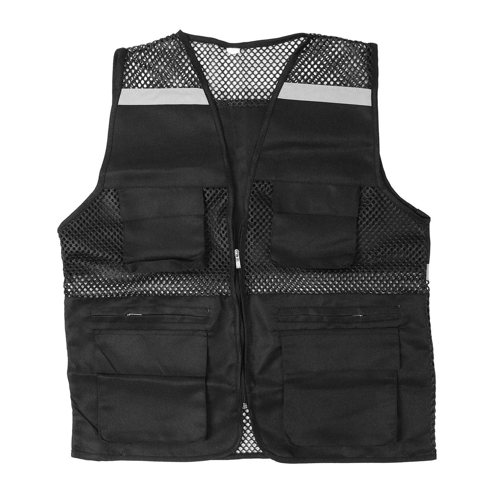Reflektierende Arbeitsjacke Mit Mehreren Taschen, Atmungsaktivem Mesh-design Und Reflektierenden Streifen Für Hohe Sichtbarkeit