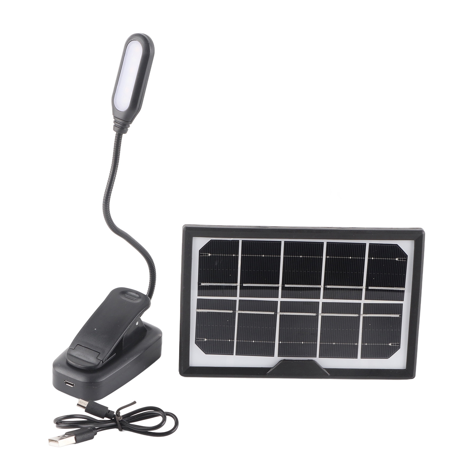 Flexible Leselampe Mit Warmweißem Und Tageslichtweißem Licht, Solaraufladbar, Flimmerfrei, Mit Klemme, 5 V
