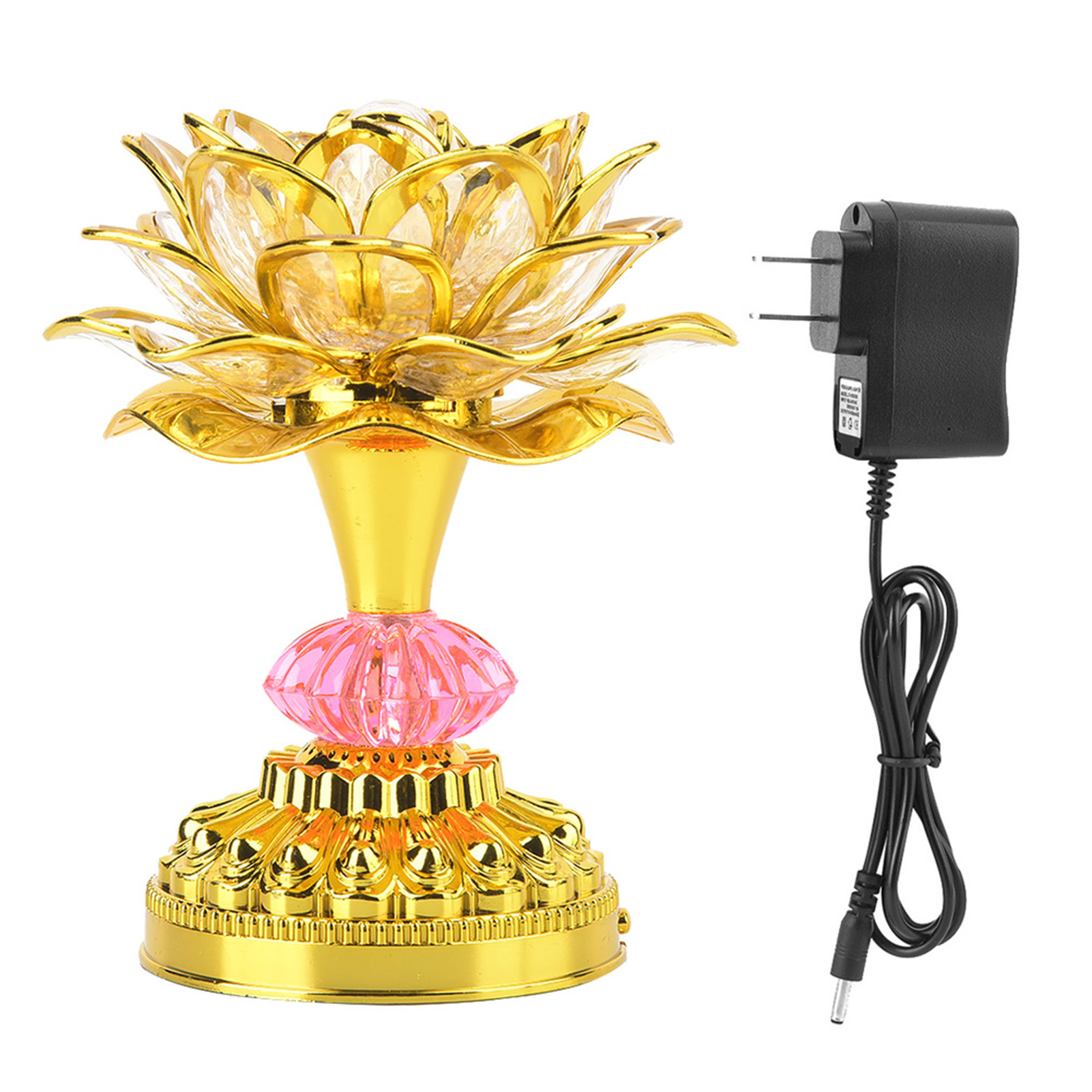 Mehrfarbige Led-lotuslampe Im Buddhistischen Stil Mit 13 Lichtern Und Us-stecker (gold)