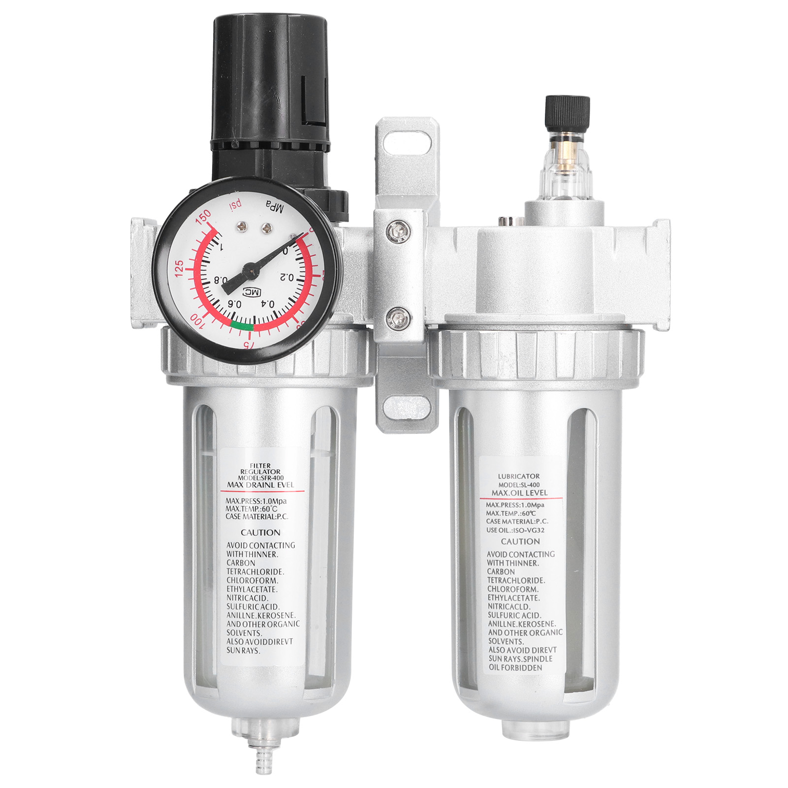Druckregler Mit Luftfilter Aus Aluminiumlegierung, Öl-wasser-abscheider Und Manometer Für Mechanische Anwendungen Sfc400