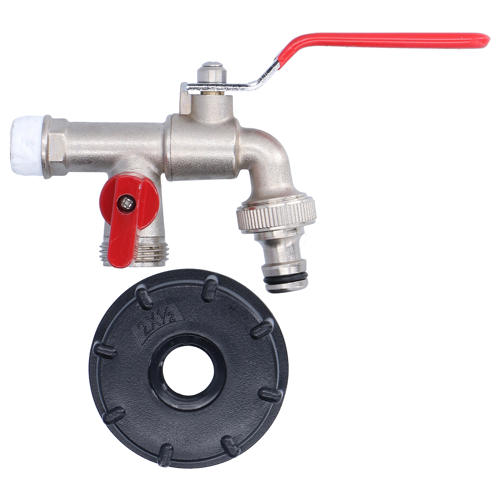 Doppeladapter Für Ibc-container, Messinganschluss Für Entleerung, Wasserhahn Und Schlauch – Doppelkopf- Und Einzeldüsenausführung