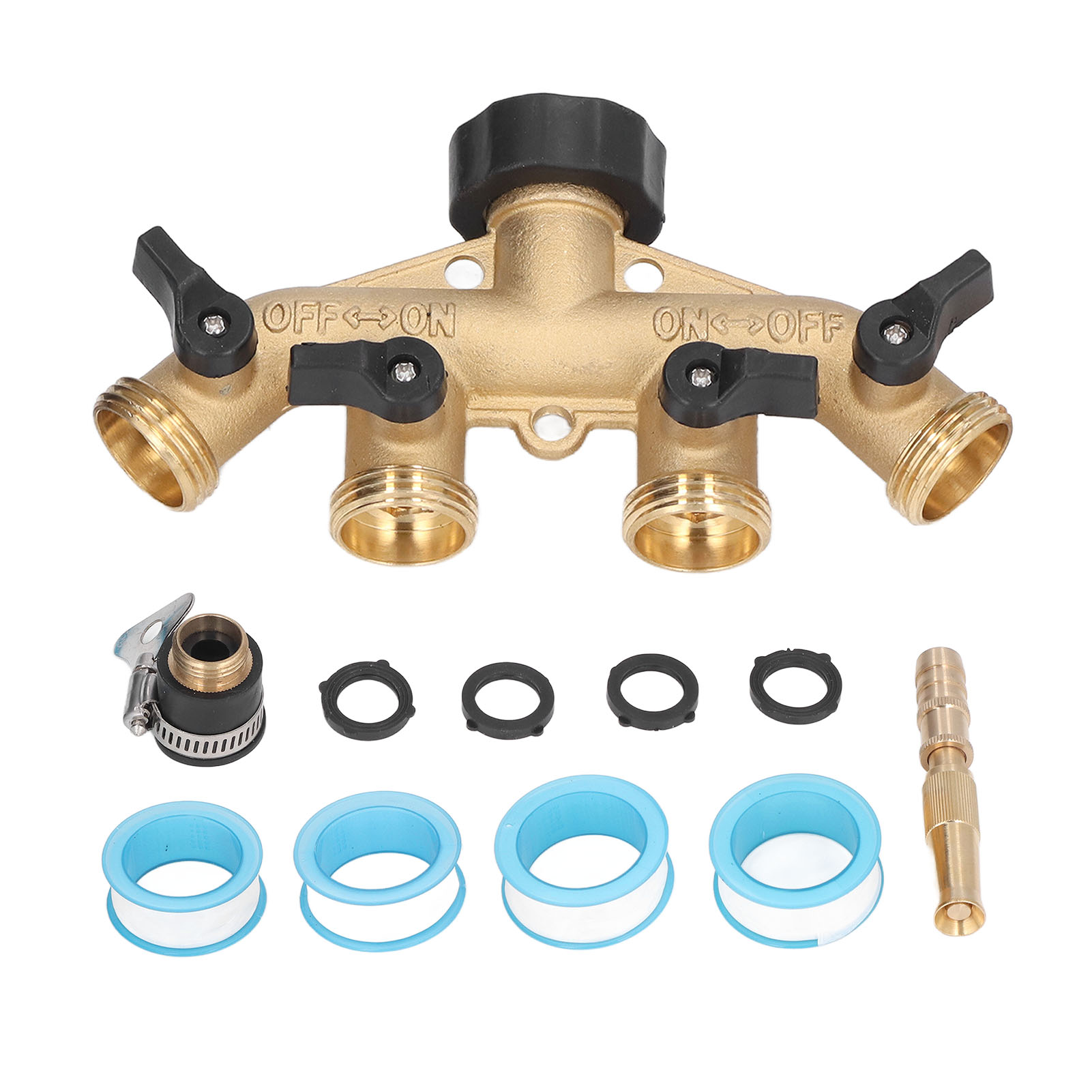 4-wege-gartenverteiler Aus Messing, 3/4-zoll-wasserhahnverteiler Für Gartenschläuche, Us-standard