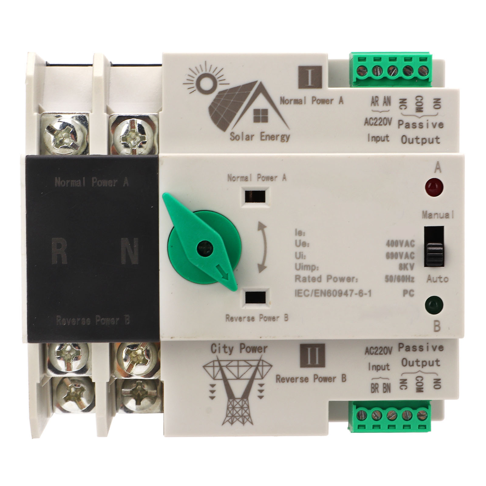 Automatischer Umschalter Mit Zwei Stromversorgungen, 2p 63a Ac220v, Für Schnelles Umschalten Von Photovoltaikanlagen