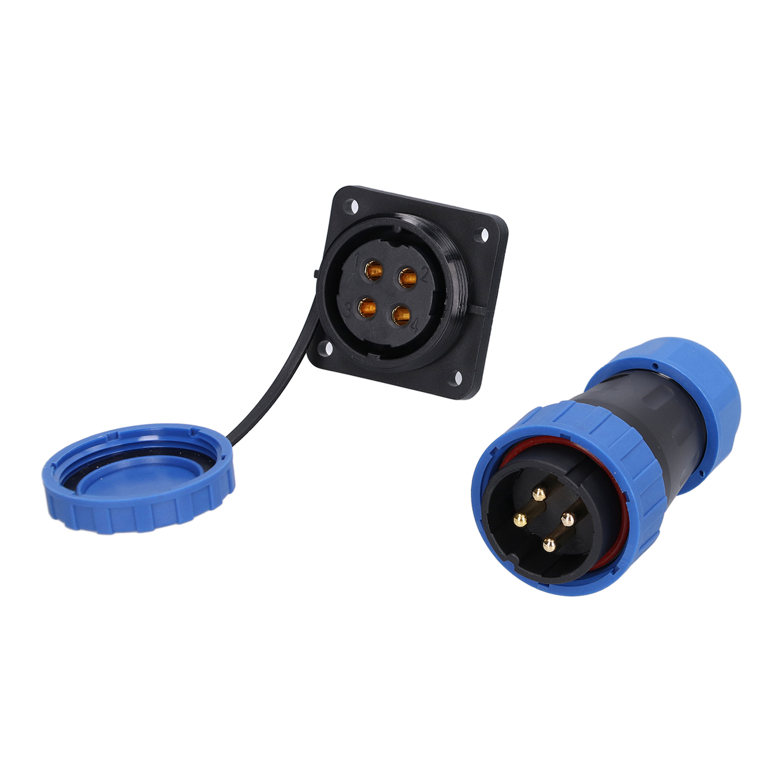 Wasserdichter, Quadratischer 4-loch-flugzeugstecker Ip68 250 V 45 A Für Lp284-pin-kabel