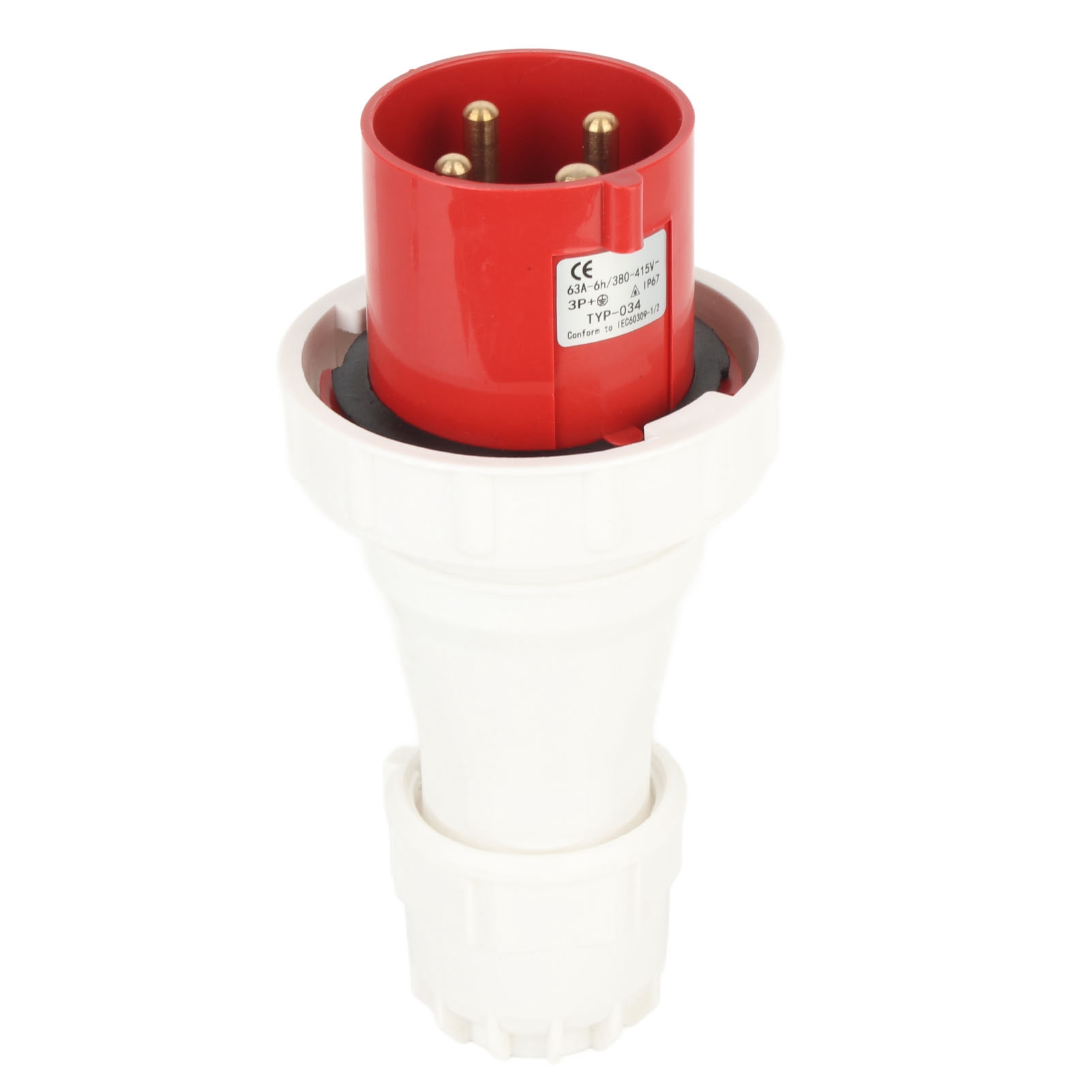 Wasserdichter 4-poliger Industriestecker, Oberflächenmontage, 220–380 V, 240–415 V