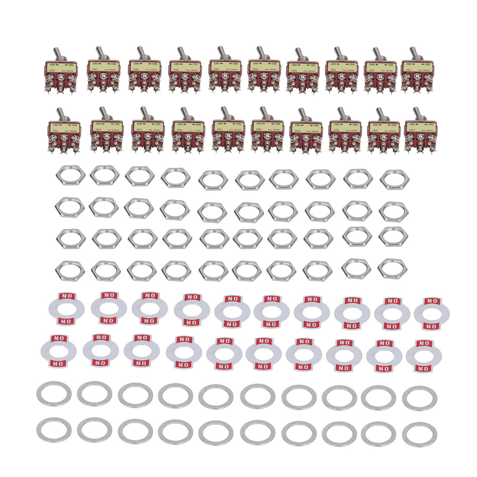 20-teiliges Set Selbstverriegelnder Wippschalter, 6 Anschlüsse, 2 Positionen, Wechselstrom 250 V