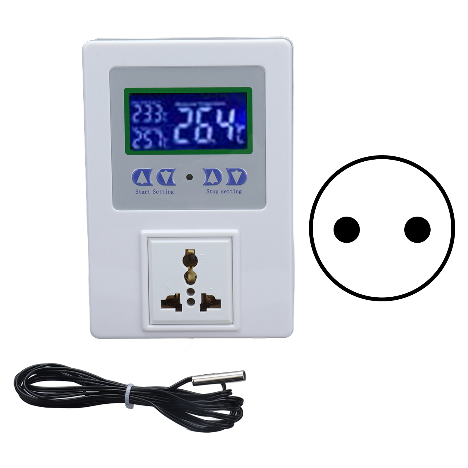 Vorverdrahteter Digitaler Led-temperaturregler Mit Sensor Und Eu-stecker 110–240 V