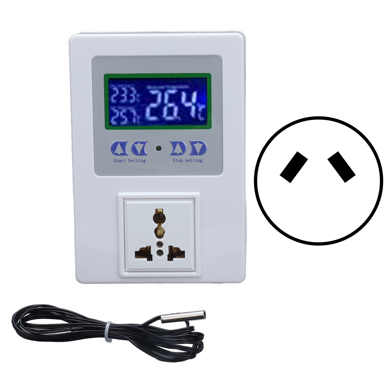 Vorverdrahteter Digitaler Led-temperaturregler Mit Sensor Und 110–240-v-au-stecker