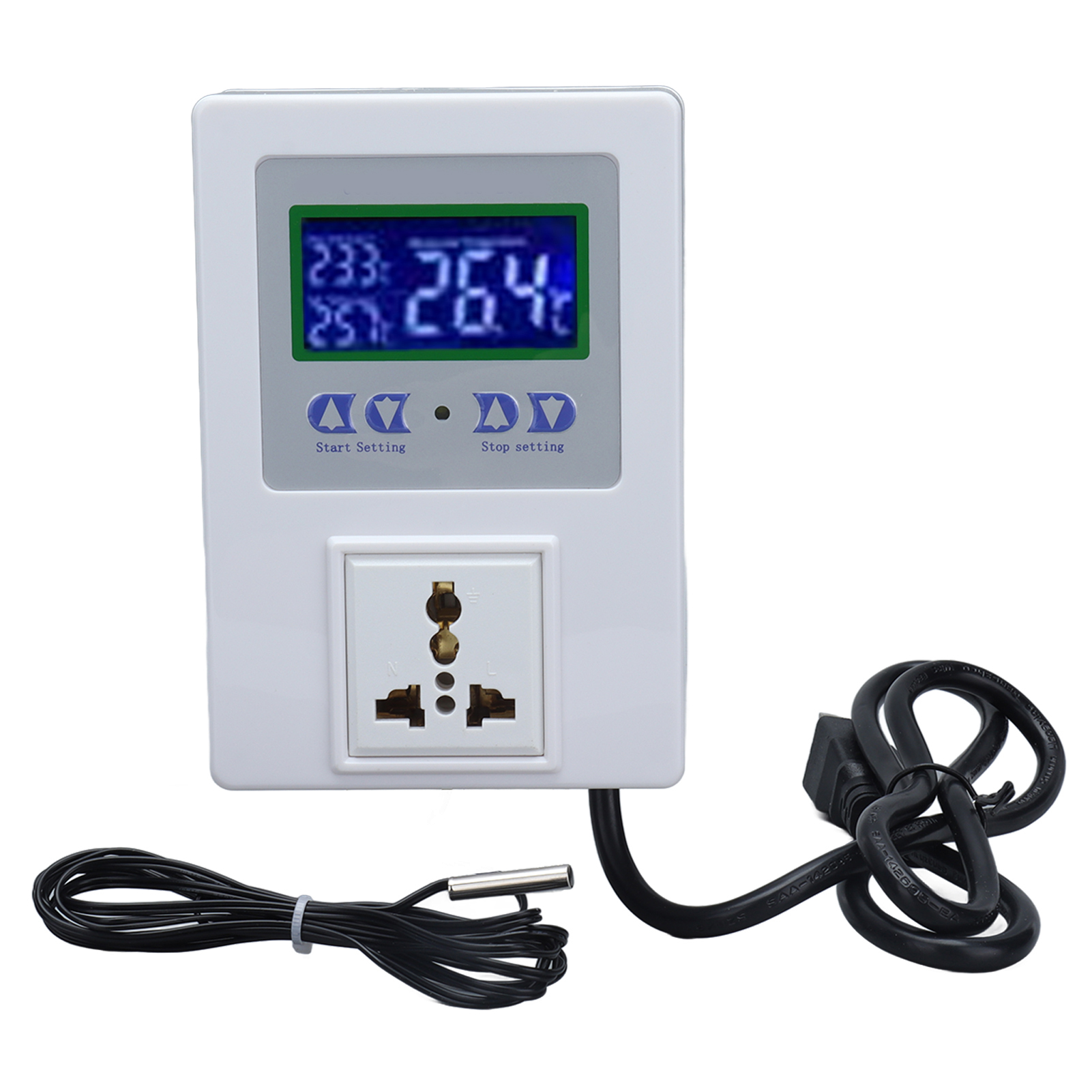 Vorverdrahteter Digitaler Led-temperaturregler Mit Sensor, 110–240 V Wechselstrom-thermostat, Us-stecker