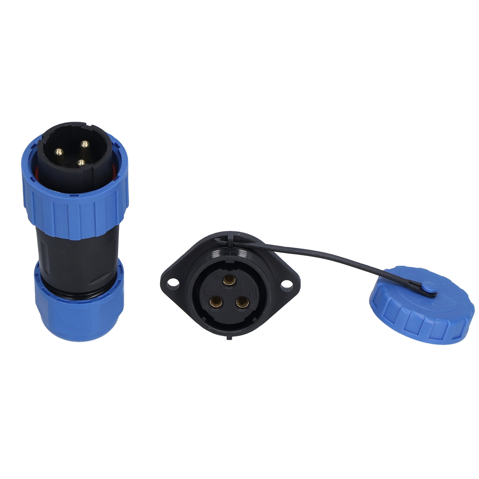 Wasserdichter Luftfahrt-stromanschluss Ip68, 3-poliger Lp20-flanschstecker, 250 V, 612 Mm