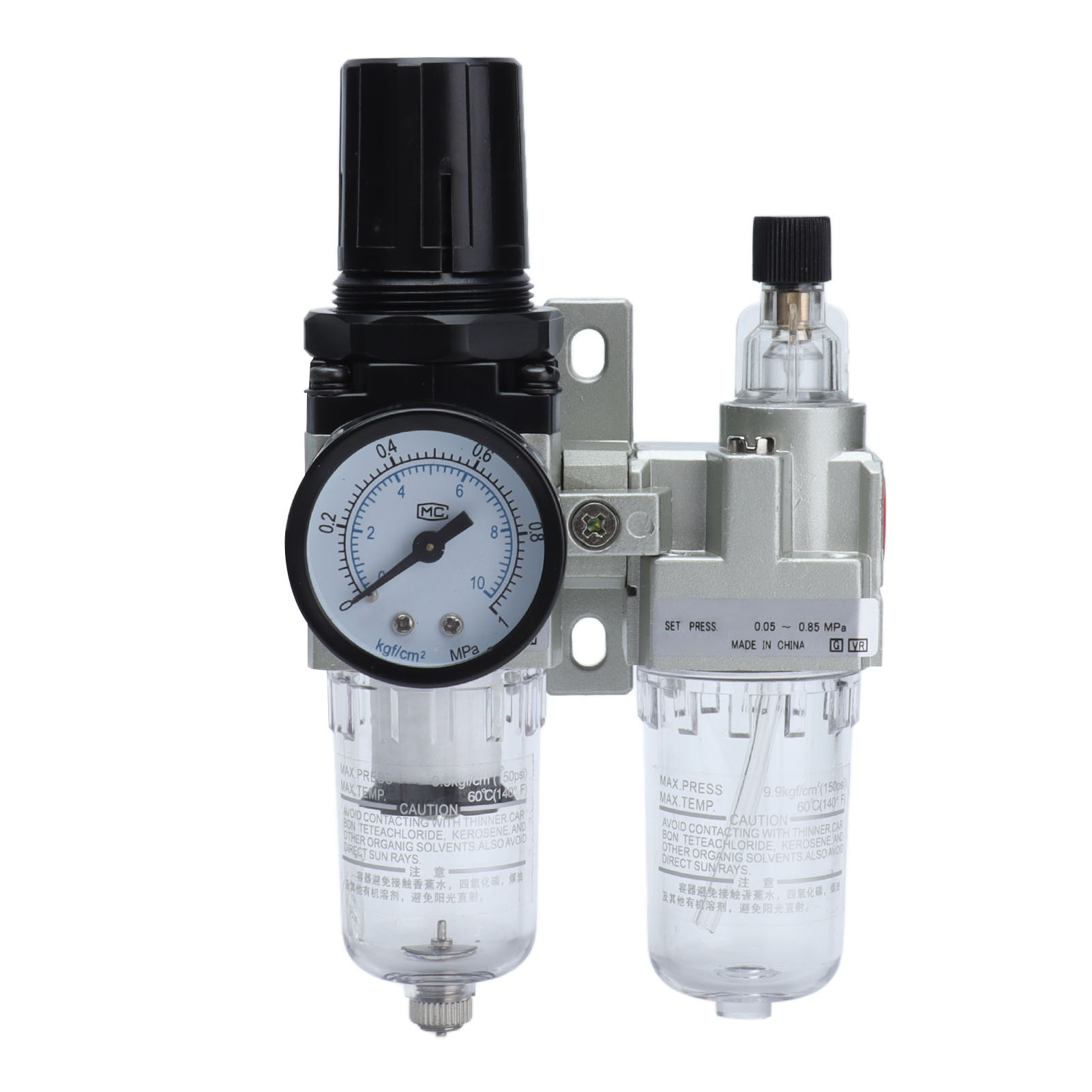 Wasser-/ölabscheider Für Druckluft Mit Filter, Regler Und Manometer 0,05–0,85 Mpa G3/8