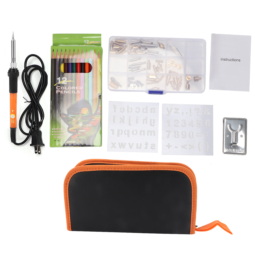 Elektrischer Lötkolben Mit Einstellbarer Temperatur, 53 Lötspitzen, 110-v-us-stecker, Orange