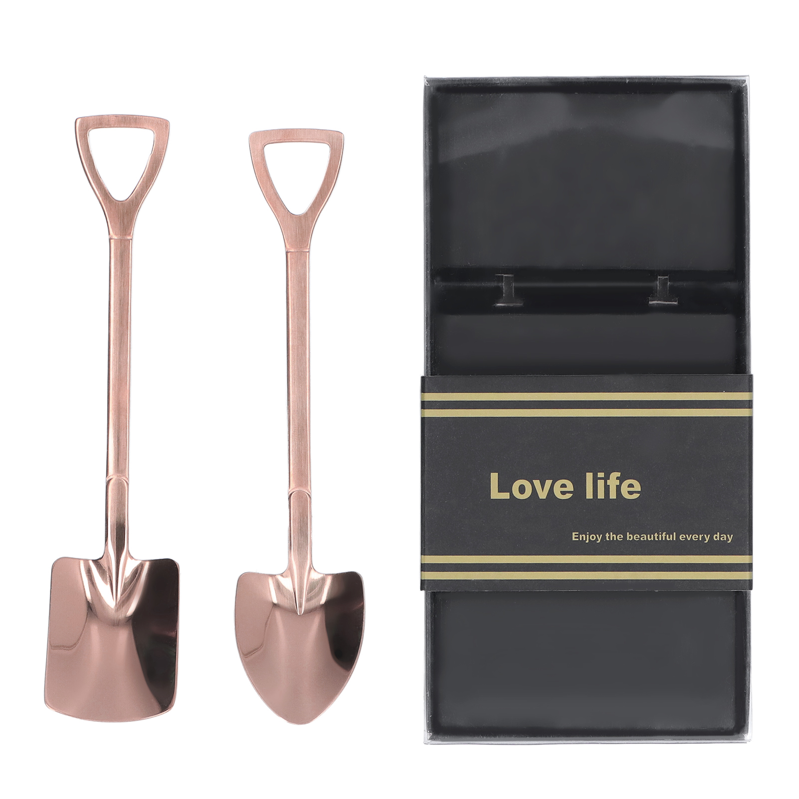 2-teiliges Edelstahl-schöpflöffel-set, Robust, Langlebig, Korrosionsbeständig, Ergonomisches Design Für Desserts Und Sahne – Roségold