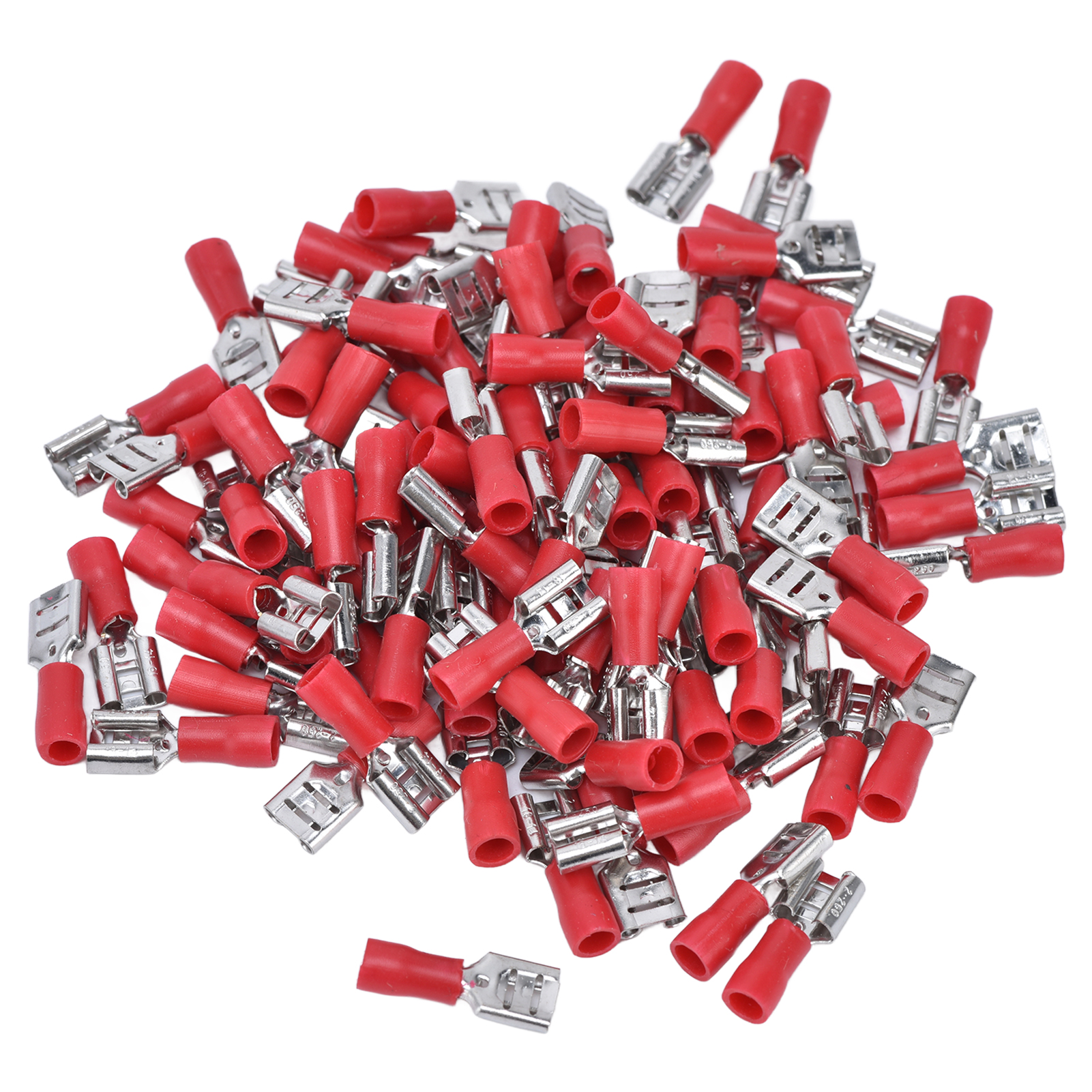 100 Stück Fdd2250 Gabelverbinder (weiblich) Mit Isolierendem Gehäuse Für 1,5–2,5 Mm Kabel – Rot