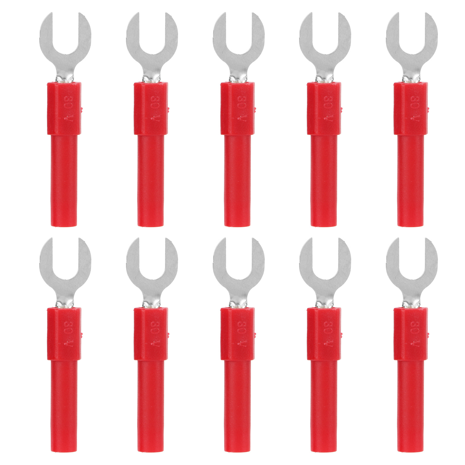 10 Stück Messing-y-steckverbinder (6 Mm/0,2 Zoll), Bananenstecker (4 Mm/0,2 Zoll), 30 V Ac – 60 V Dc, Max. 10 A, Rot