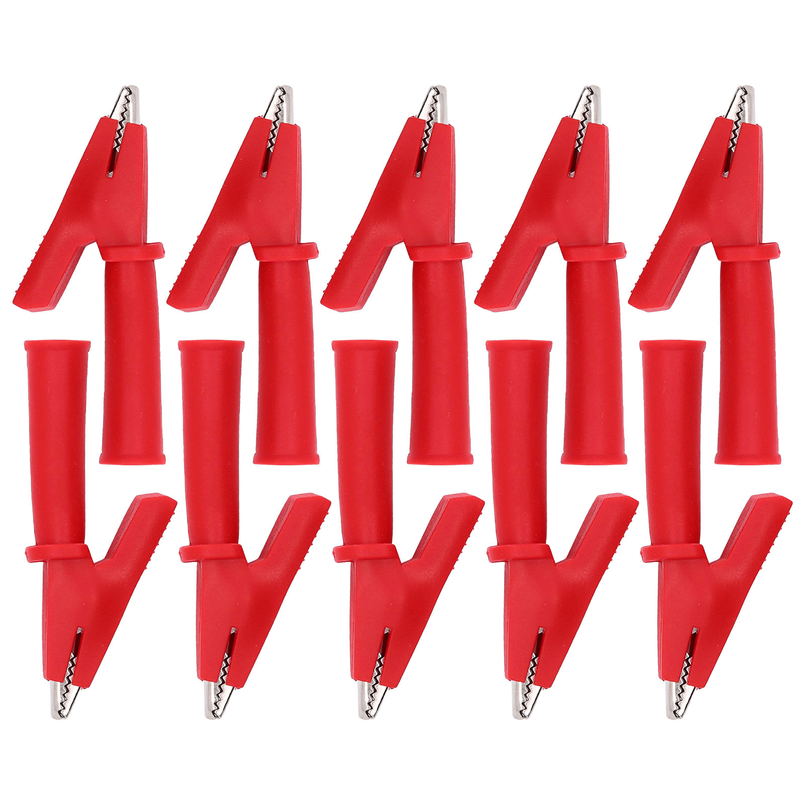 10 Stück Krokodilklemmen Aus Messing Mit Pvc-isolierung Für Multimeter, Sicherheit Und Verbindung, 4-mm-bananenstecker, Rot