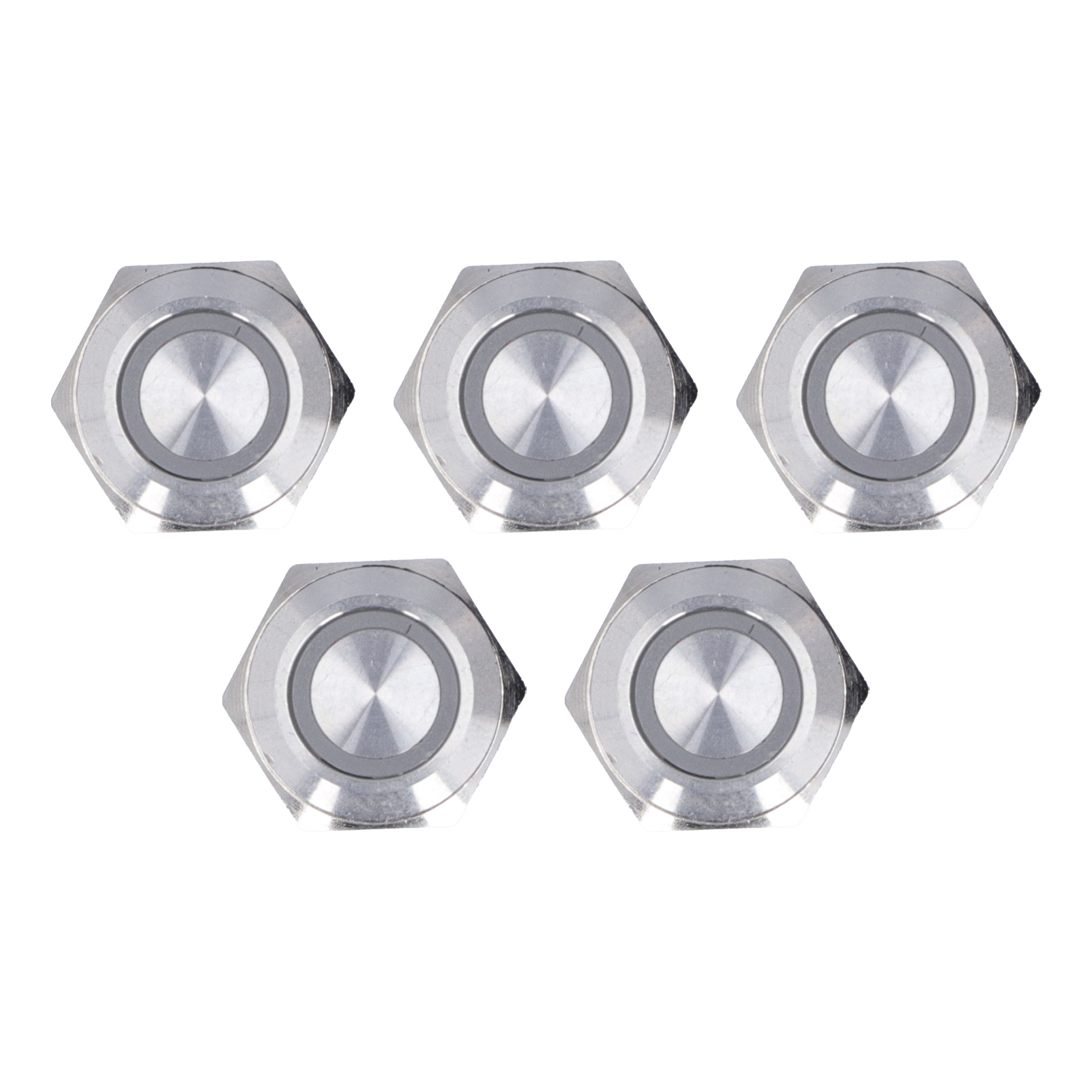 Wasserdichte Metall-momenttaster Mit Led, 16 Mm, Automatischer Rückstellung, 220 V Wechselstrom, Rot, 5 Stück