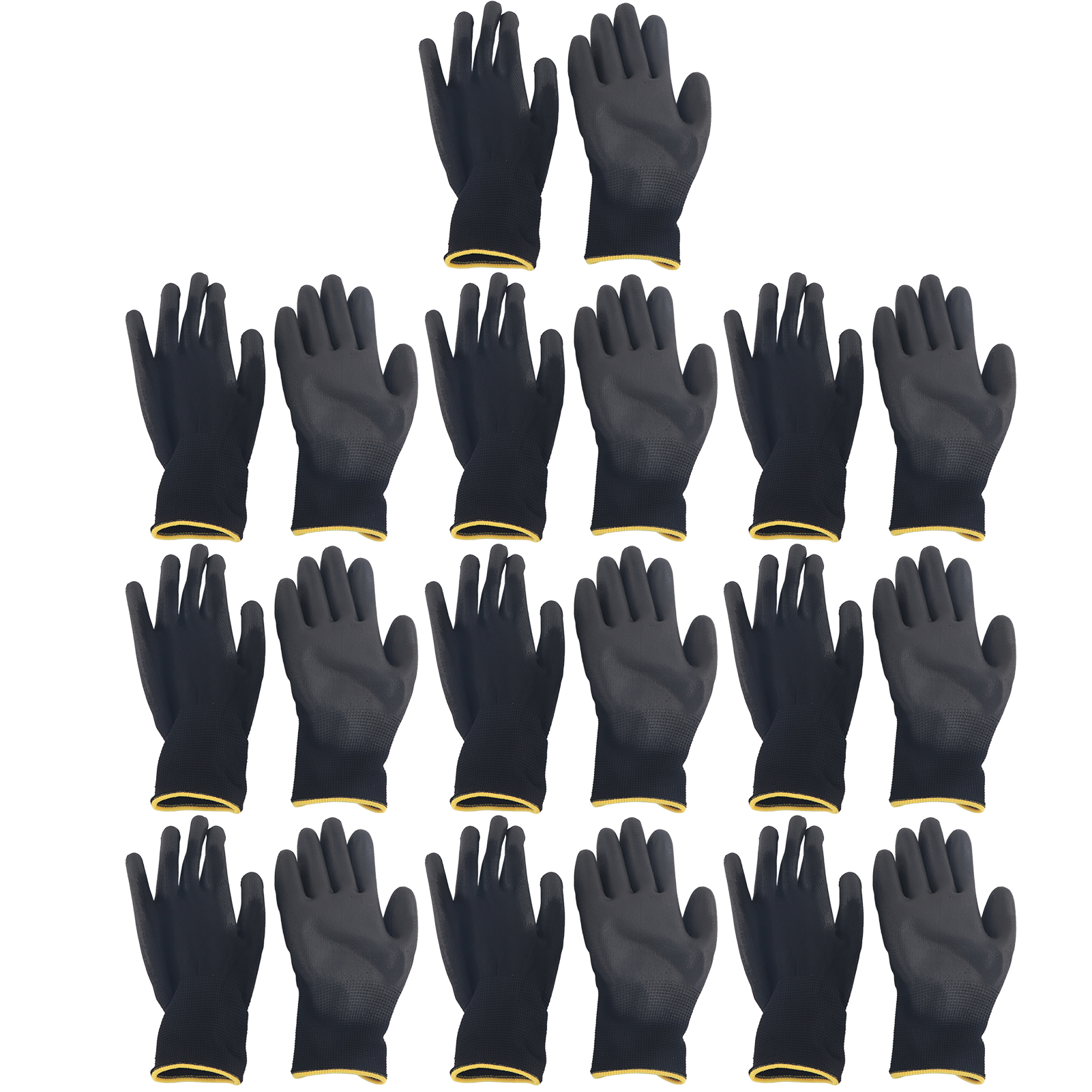 10 Paar Rutschfeste Nylon-arbeitshandschuhe Mit Schwarzer Pu-beschichtung Für Die Mechanische Werkstatt