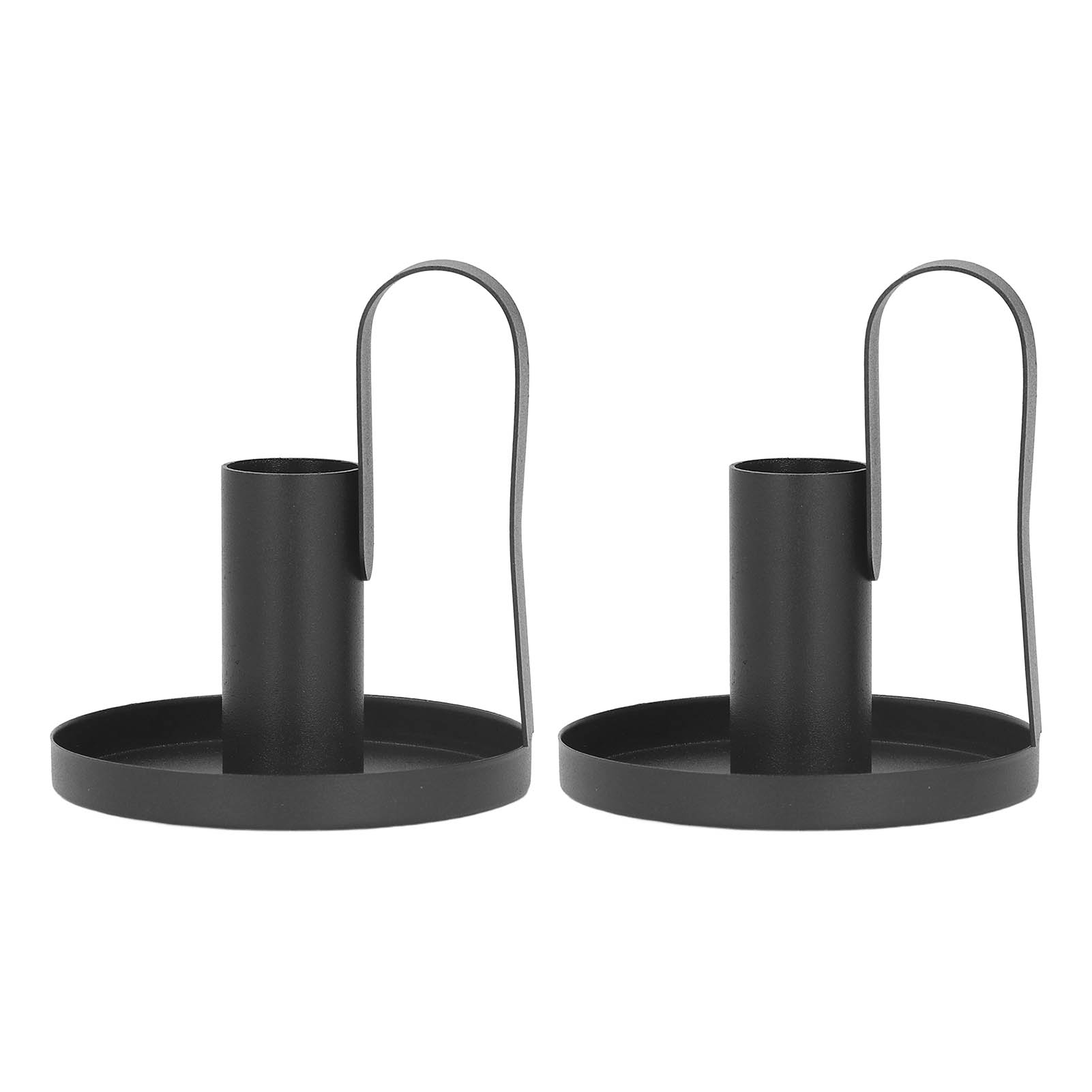 Schwarze Kerzenhalter Aus Metall Mit Gebogenem Griff Im Retro-stil Für Tisch- Und Kamindekoration