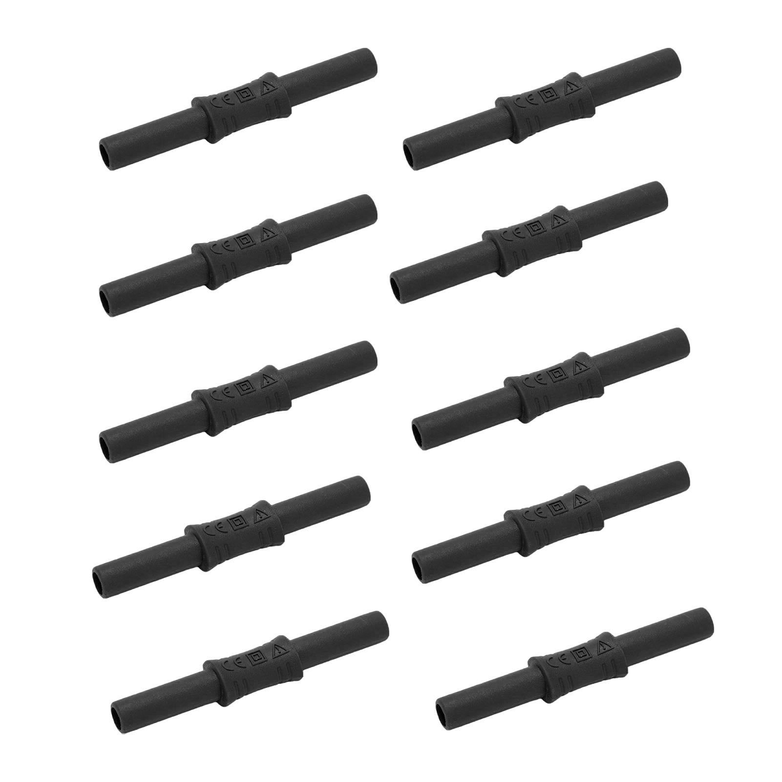 10 Stück 4 Mm Isolierte Schwarze Bananenstecker (weiblich), J.20009 Verlängerungsadapter Für Elektrische Kabel