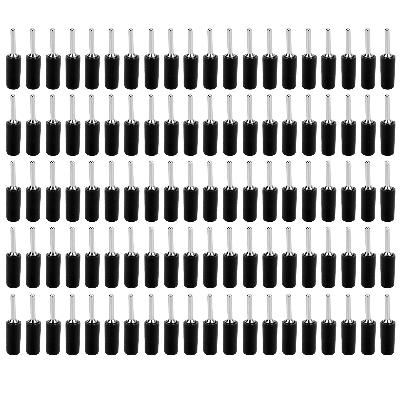 100 Stück Vernickelte Bananenstecker (männlich) Mit Geraden Messingstiften Für Interne Federplatten J.10001 2 Mm Schwarz