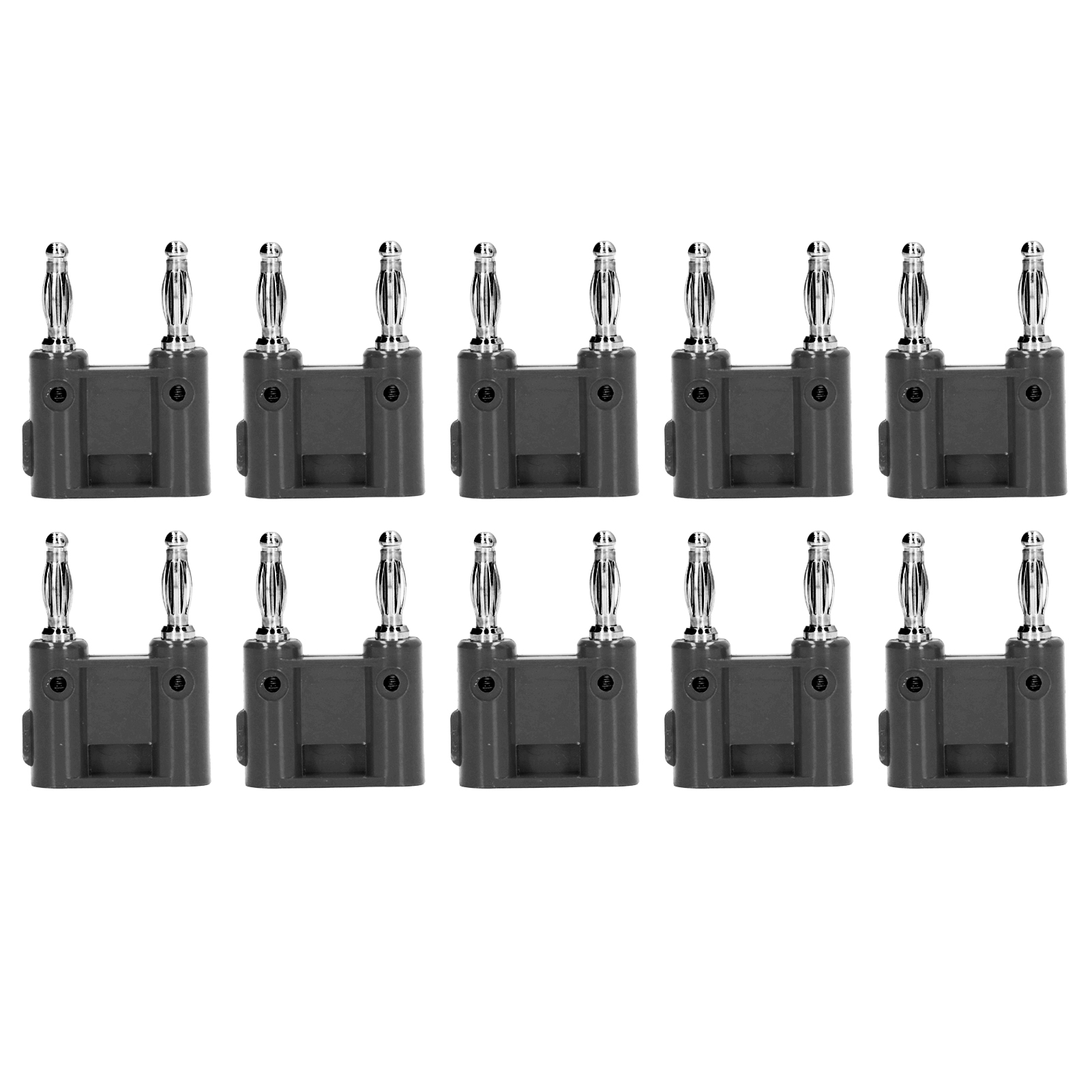 10 Stück Doppelbananenstecker Aus Messing (pe), 2-wege, Für Elektronische Und Kfz-instrumente, Schwarz