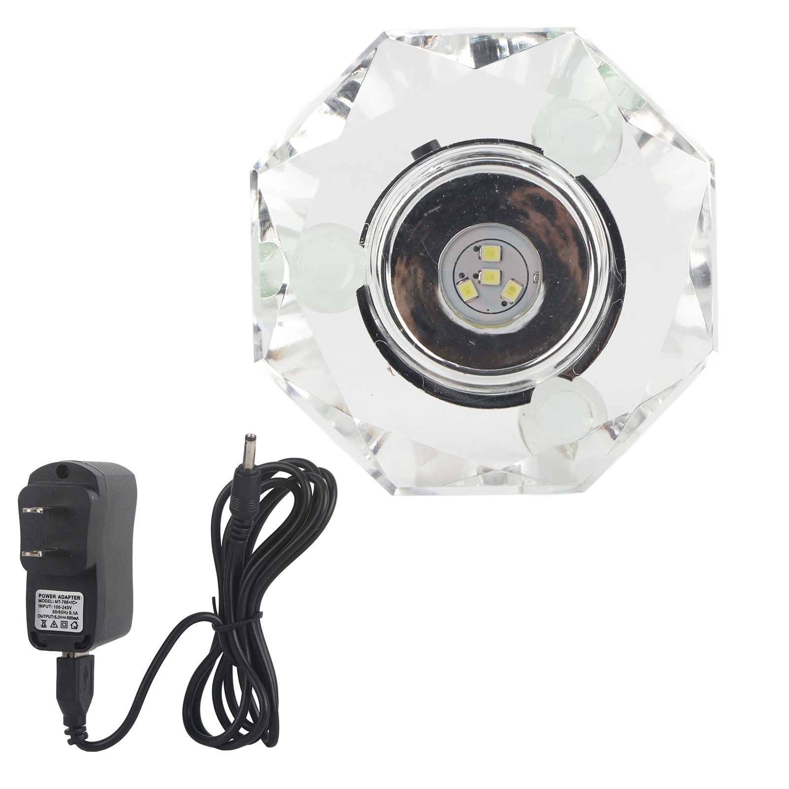 Klare Led-lampe Mit Kristallglasfuß, Weißem Licht, Rundem Ständer Und Us-adapter Im Lieferumfang Enthalten