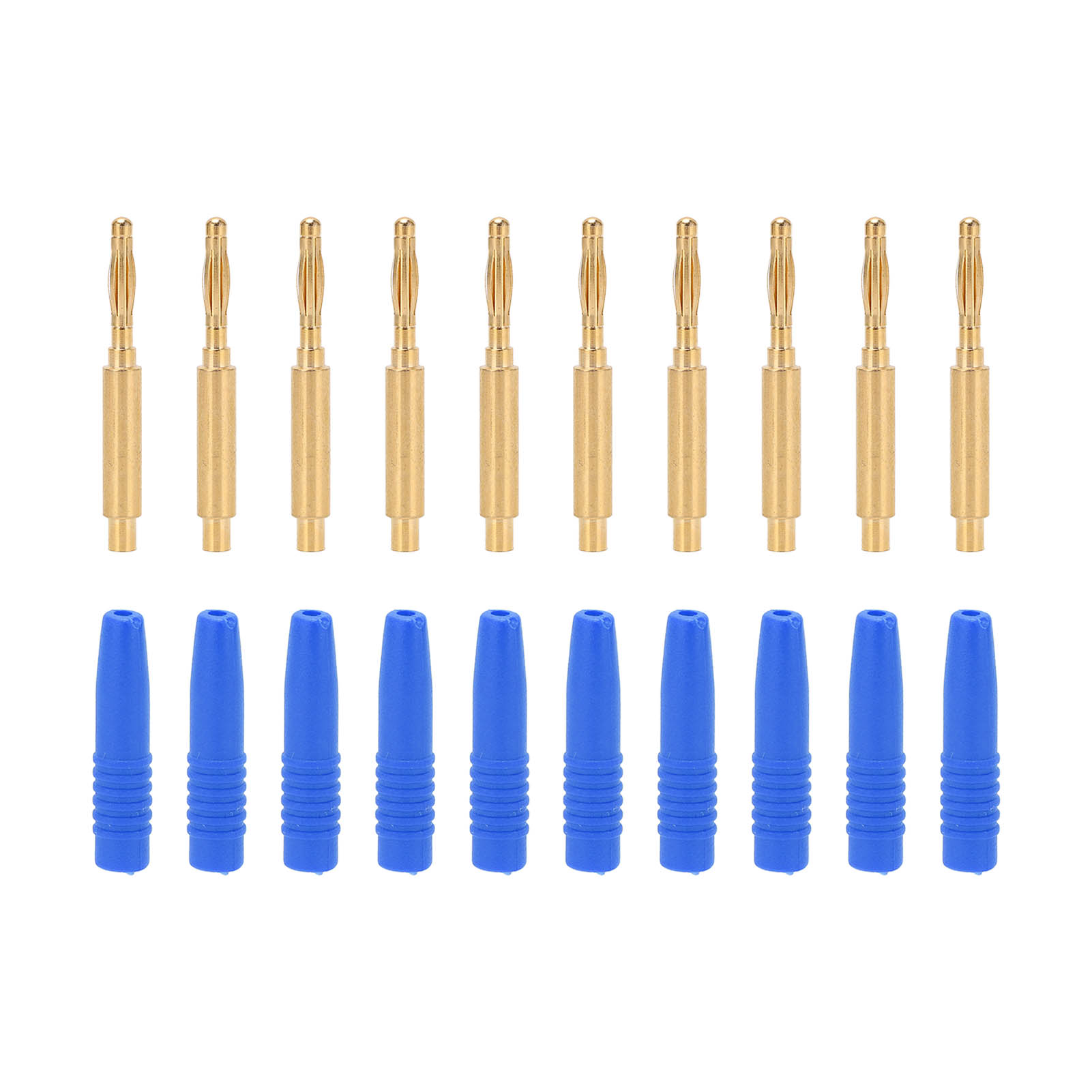10 Stück 2 Mm Vergoldete Bananenstecker (männlich) Mit Isolierung Und Gehäuse Für Testgeräte (blau)
