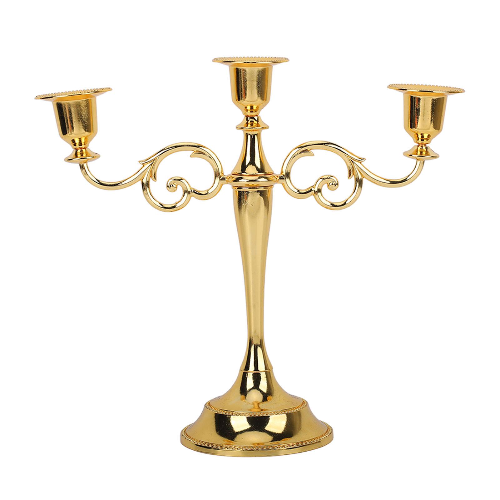 Glänzender, Goldener Retro-kerzenhalter Mit Drei Armen Für Elegante Hochzeits- Und Esszimmerdekoration