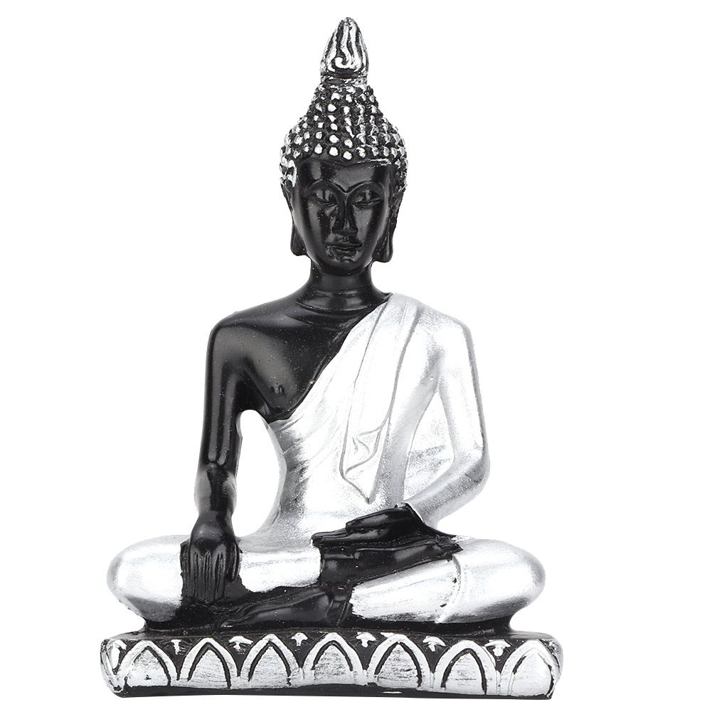 Handgefertigte Buddha-statue Aus Kunstharz Für Den Sandkasten – Außendekoration Im Südostasiatischen Stil (silber)