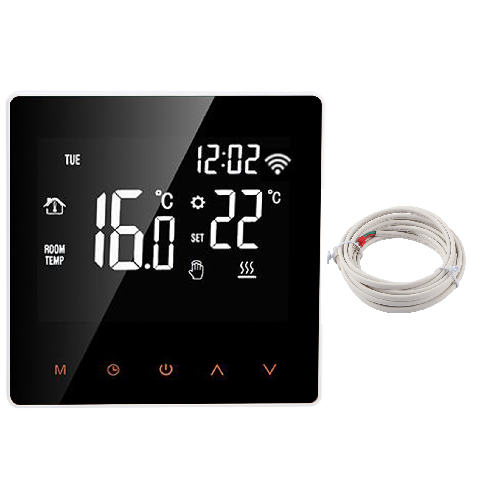 Me81h Intelligenter Wlan-thermostat Für Fußbodenheizung, Wand- Und Elektroheizkessel, Tuya-kompatibel, 230 V Wechselstrom, 16 A, Weißes Display, Orangefarbene Tasten