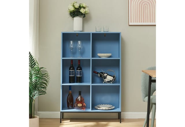 Bücherregal Colwyn 120x80x30 Cm Blau [en.casa]