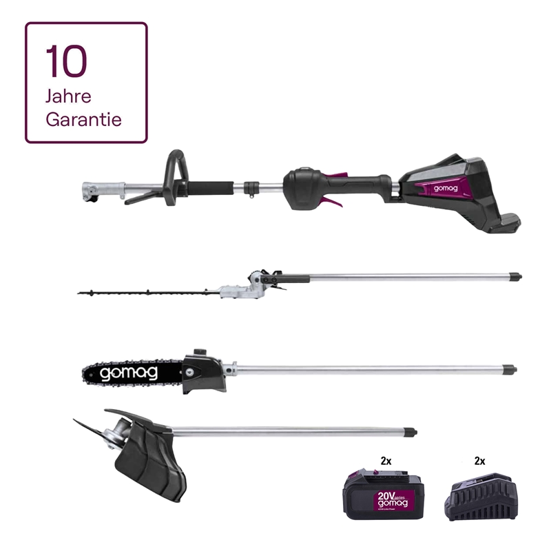 Gomag Go-gmg400bl 20v Akku Multitool Garten Profi Set + 2x 4ah + 2 Ladegeräte