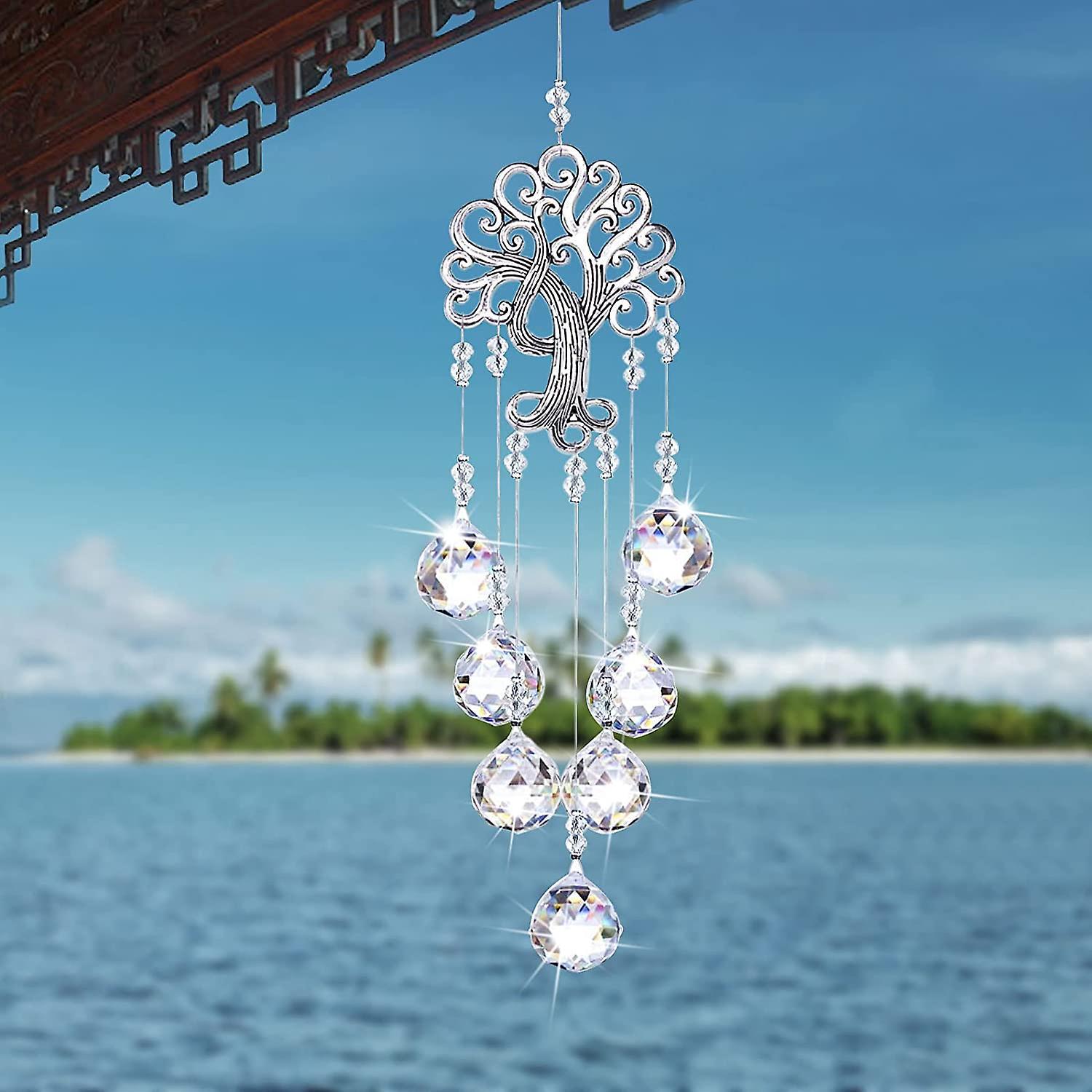 Crystal Sun, Window Prism, Suncatcher, Hanging Sun Catcher For Home, Garden, Crystal Lamp, Curtain Pendant, Hanging Decoration (white)