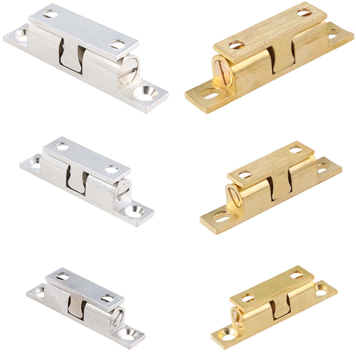Robuster Türschnäpper Messing Vernickelt 43mm – Möbelverschluss Kugelmechanismus