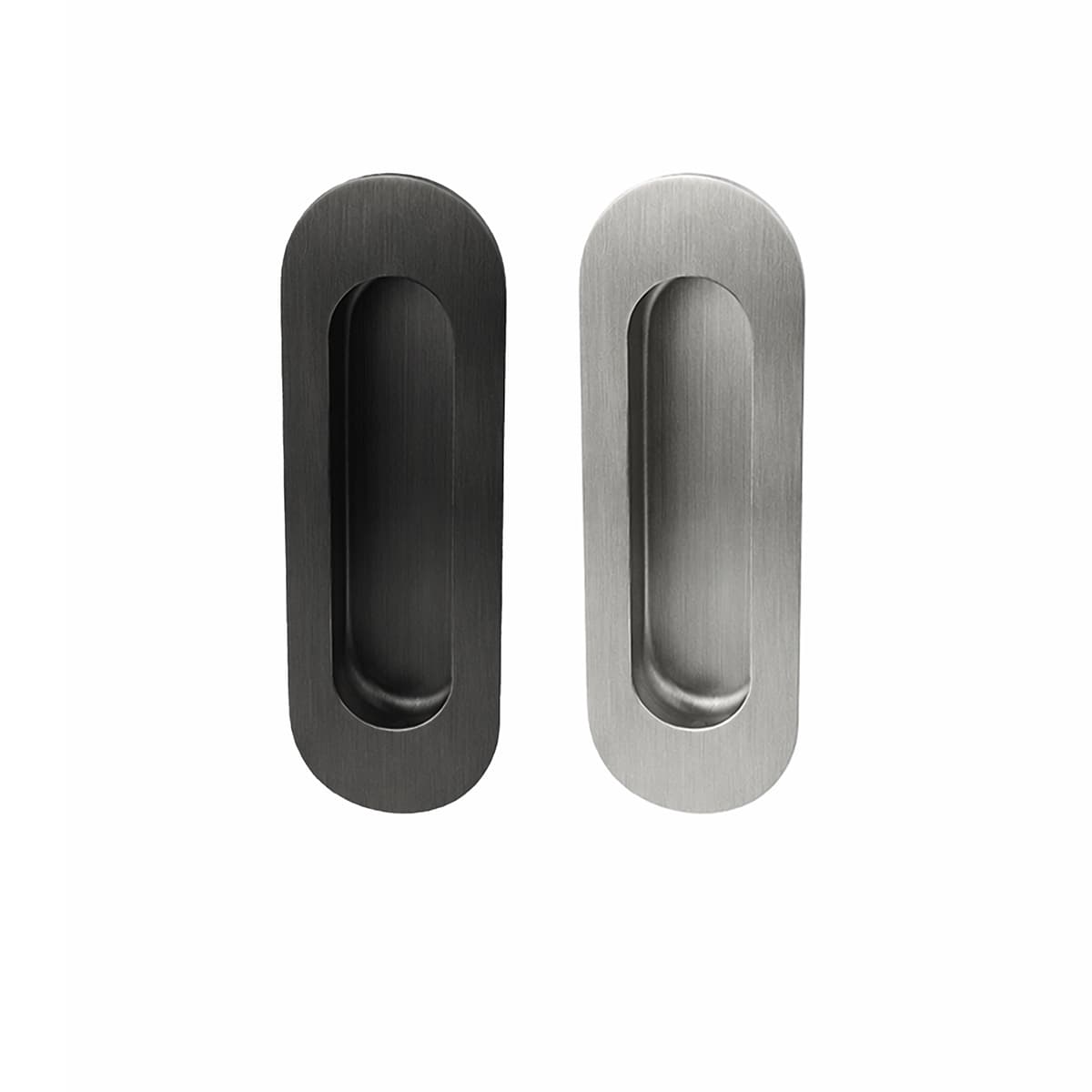 Edelstahl Matt Gebürstet Einlassmuschel Für Schiebtür & Möbel Oval 120x40mm