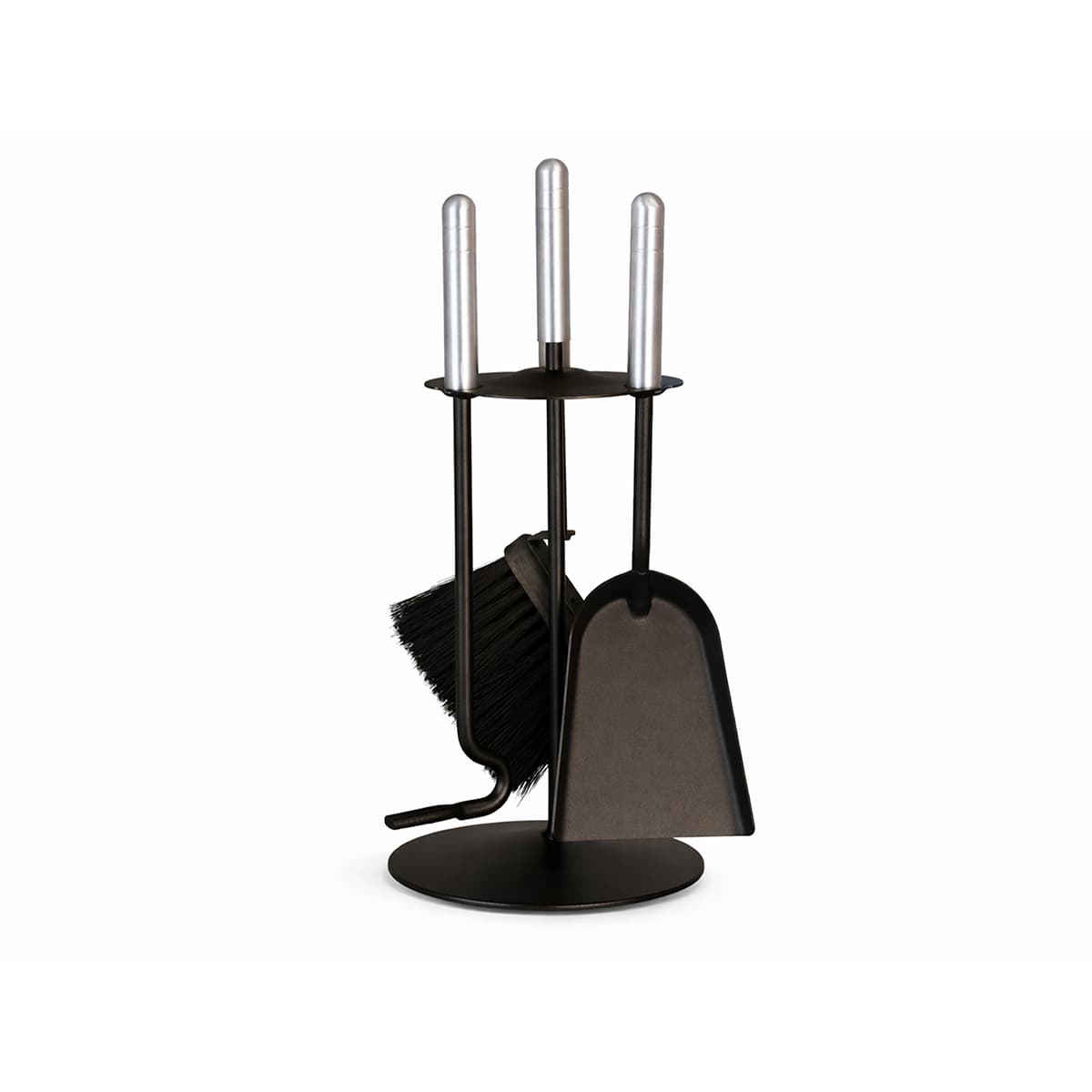 Kaminbesteck Set Schwarz 4-teilig - Aluminium Griffe Ofengarnitur - Ofenbesteck