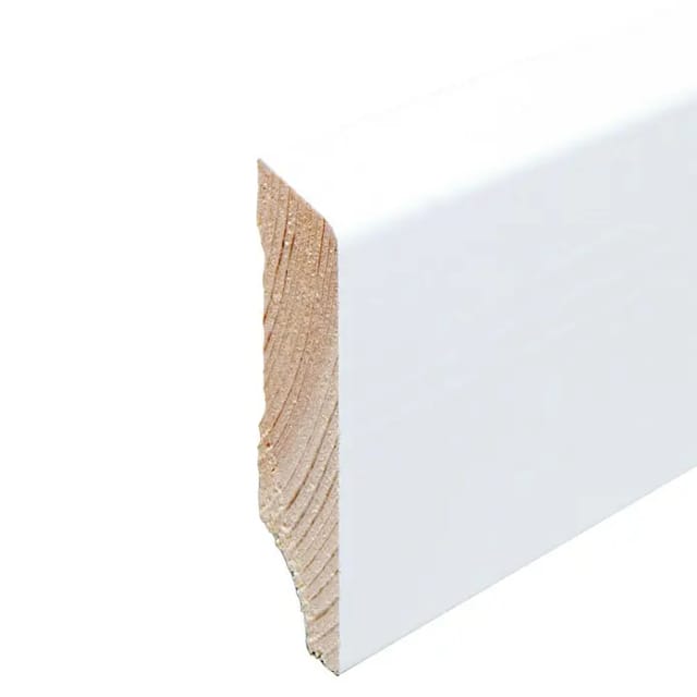 Kgm Sockelleiste Modern Abgeschrägt Weiß Massivholz 16x58mm 2,4m