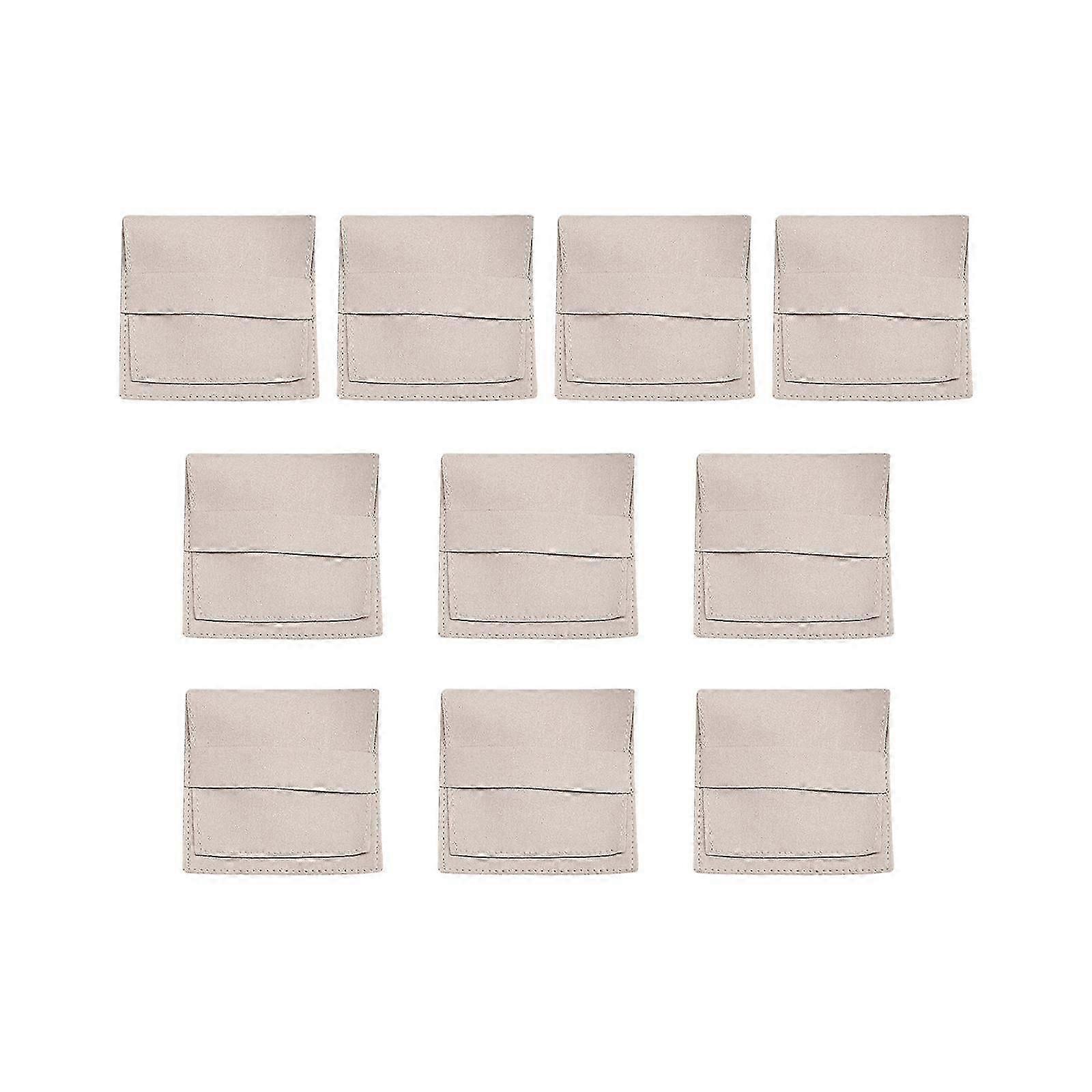 Lot De 10 Pochettes À Bijoux En Microfibre, Idéales Pour Emballer Et Offrir Des Bijoux (bracelets Et Colliers).-beige 6.2cmx6.2cm